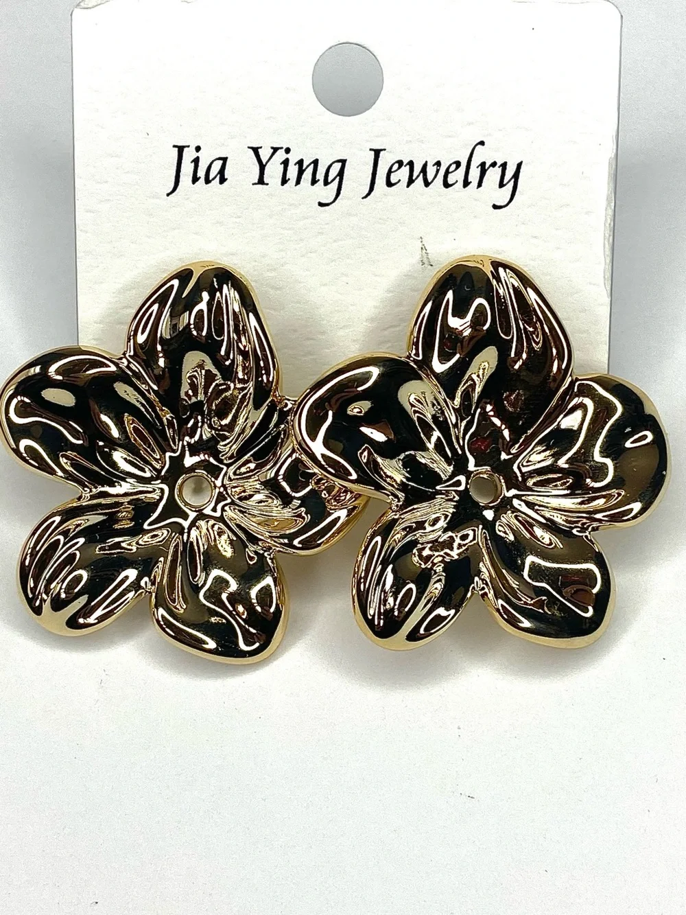 Gold Flower Statement Earrings - Picture 1 of 1